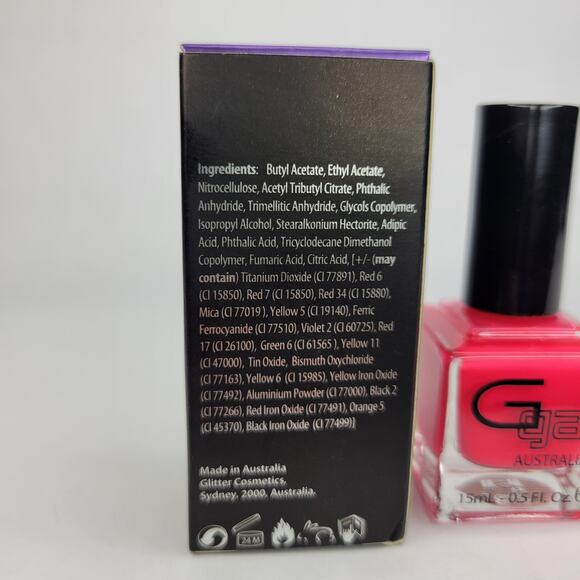 Glitter Gal "Pink Zinc" Neon Nail Polish Enamel Australia Indie NEW Pink - Picture 3 of 6